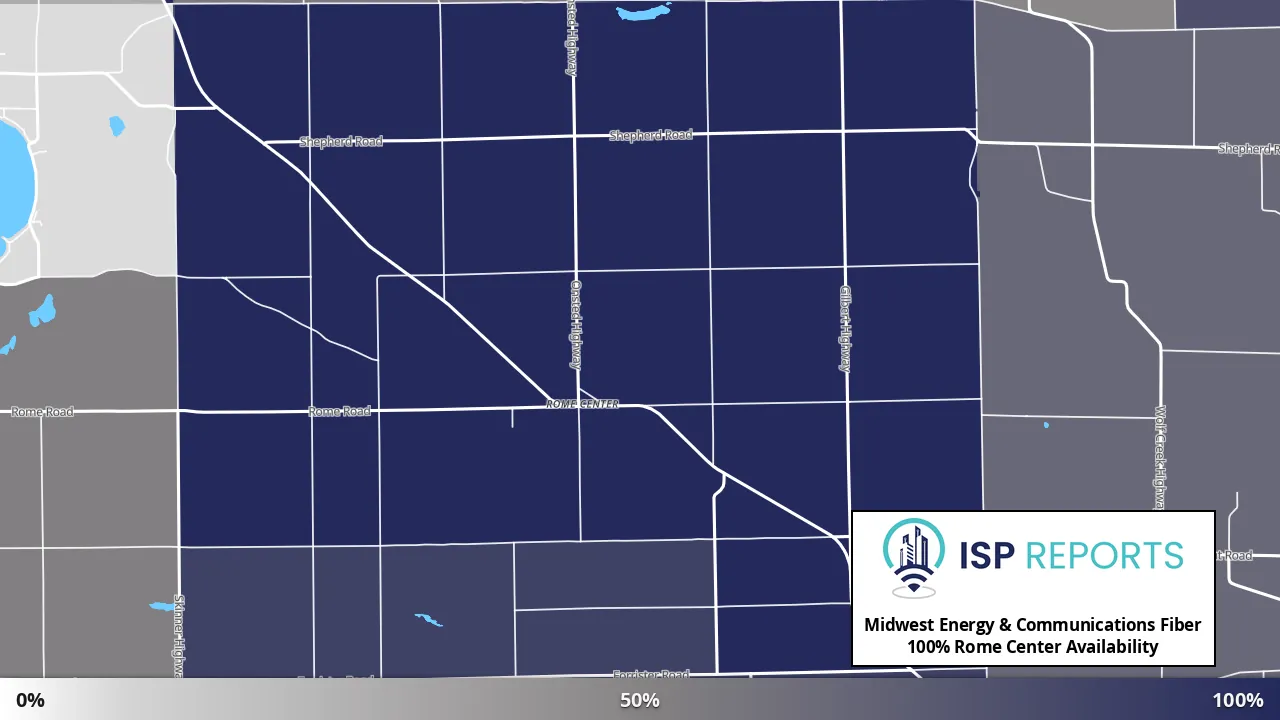 Rome Center, MI map of internet availability