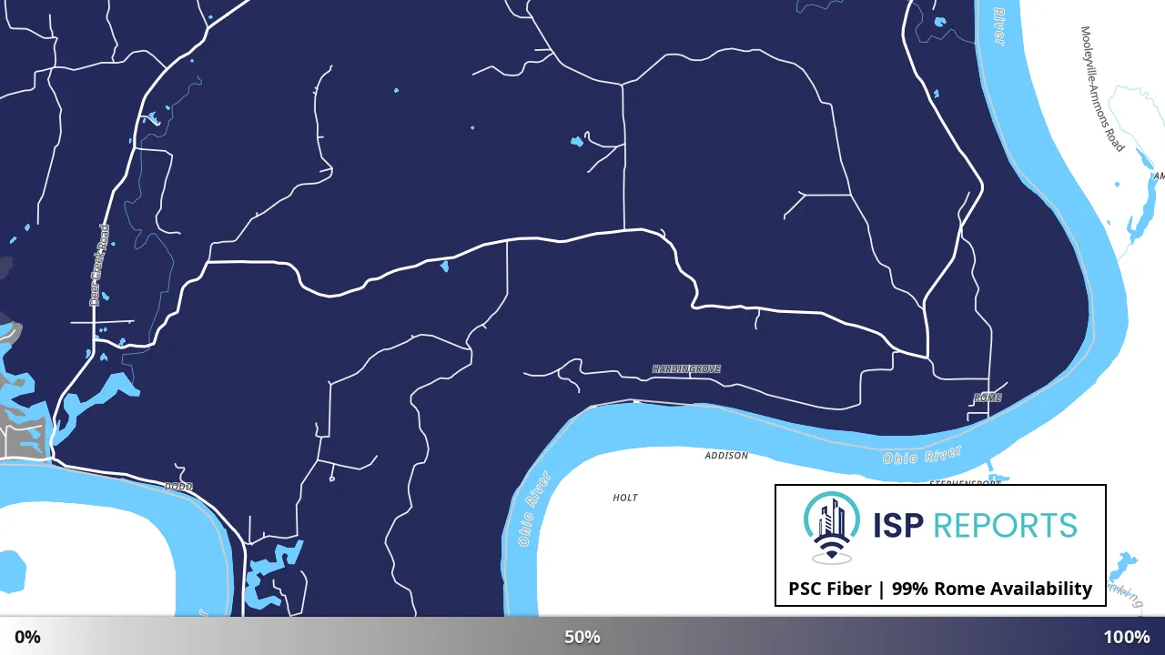Rome, IN map of internet availability