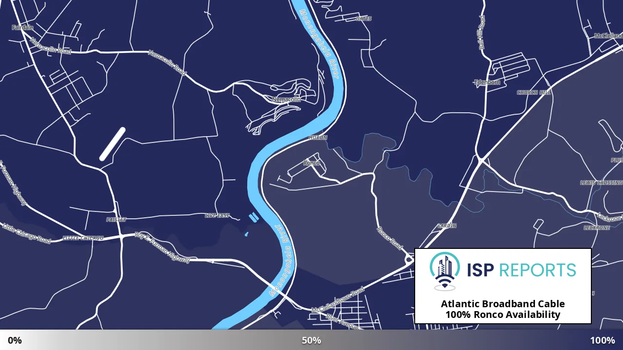 Ronco, PA map of internet availability