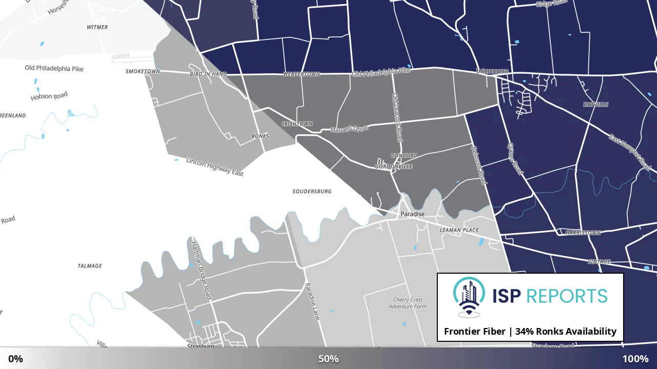 Ronks, PA map of internet availability