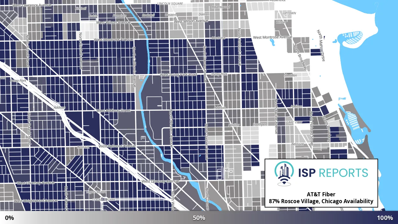 Roscoe Village, Chicago, IL map of internet availability