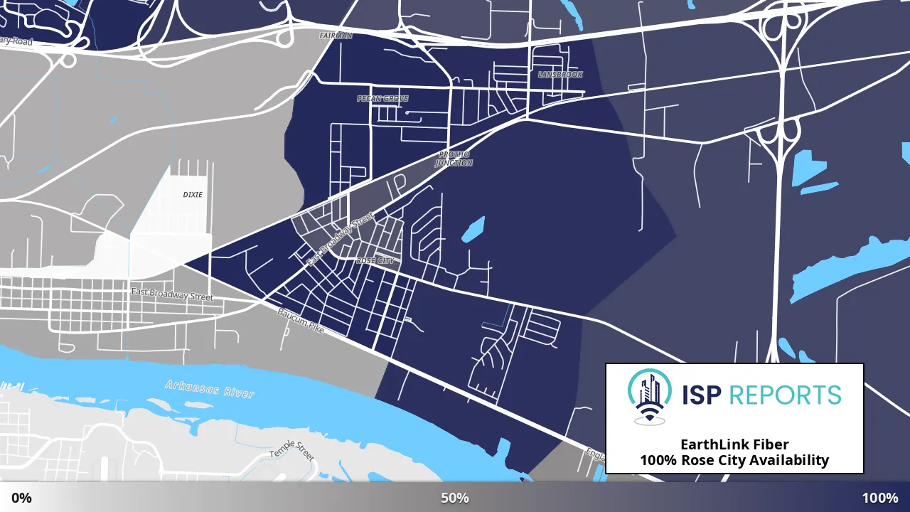 Rose City, AR map of internet availability