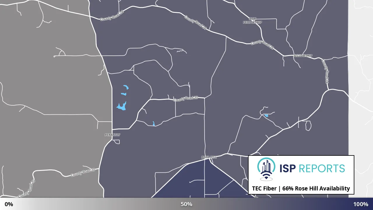 Rose Hill, MS map of internet availability