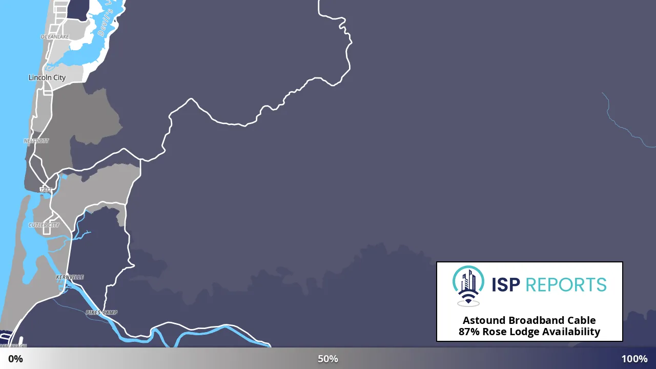 Rose Lodge, OR map of internet availability