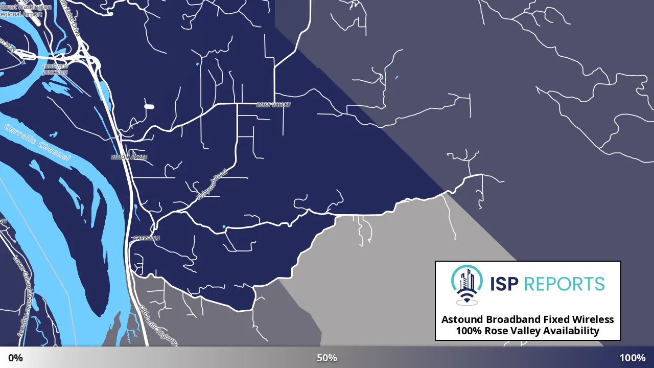 Rose Valley, WA map of internet availability