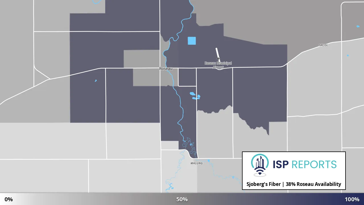 Roseau, MN map of internet availability