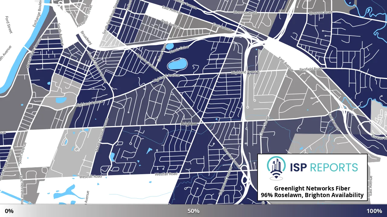 Roselawn, Brighton, NY map of internet availability