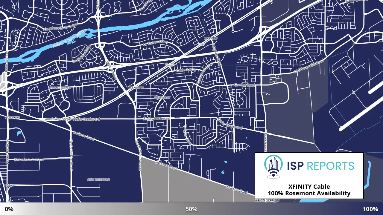 Rosemont, CA map of internet availability