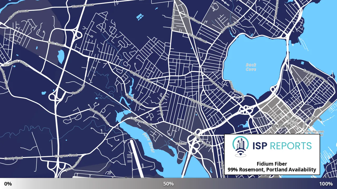 Rosemont, Portland, ME map of internet availability