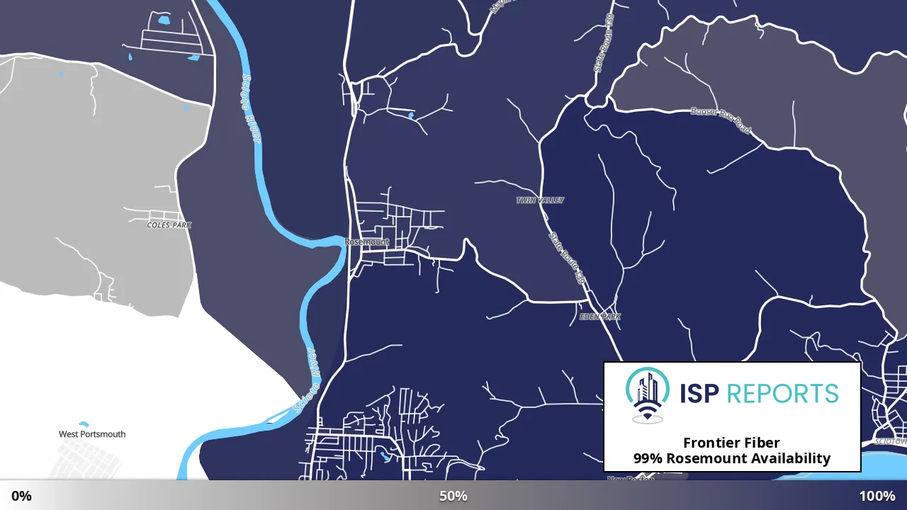 Rosemount, OH map of internet availability
