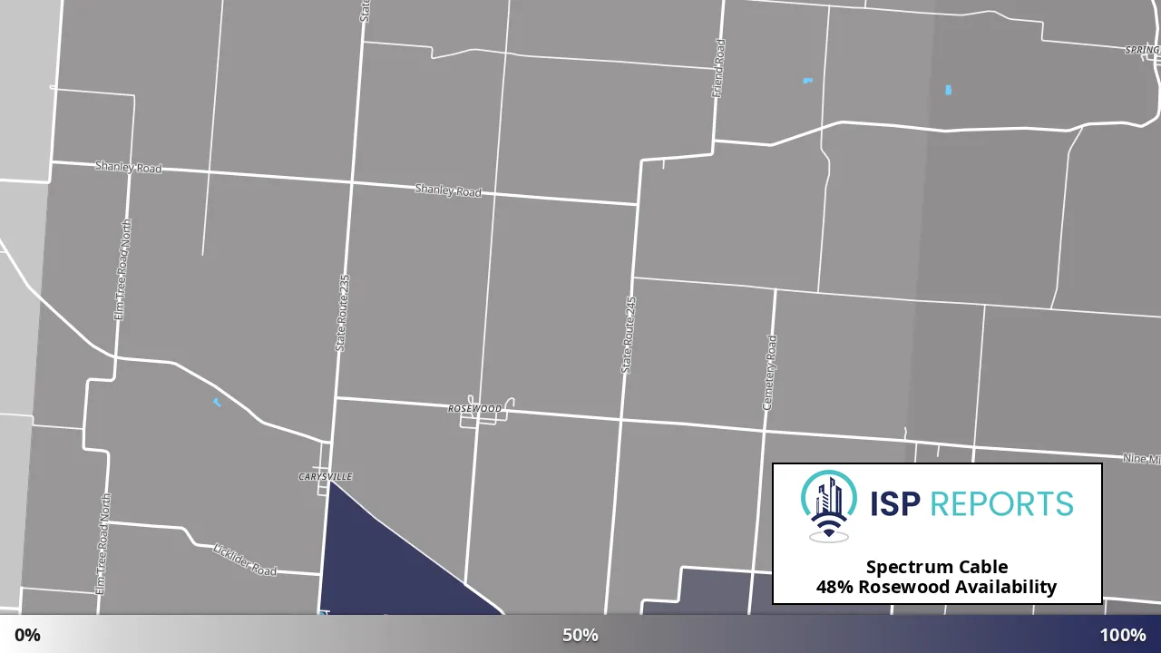 Rosewood, OH map of internet availability