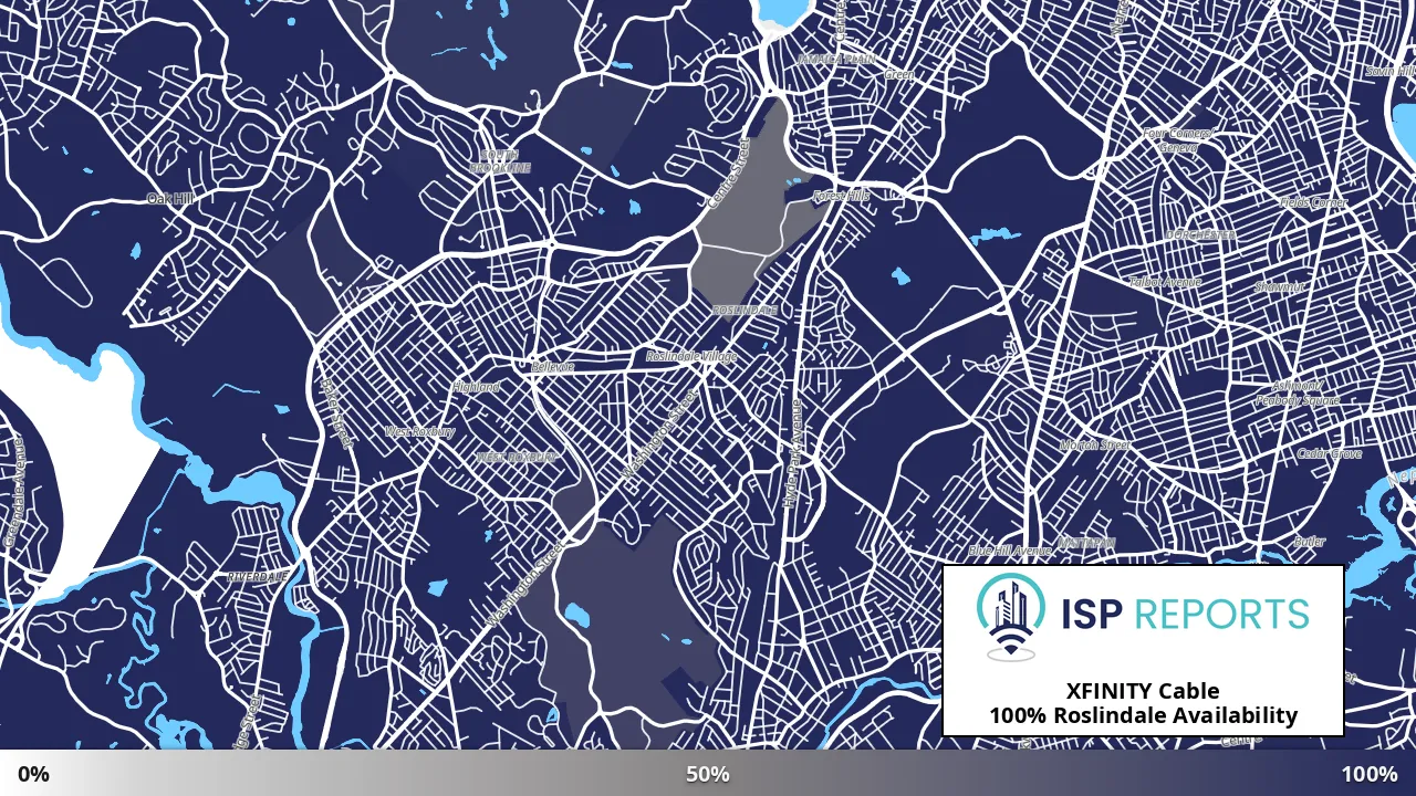 Roslindale, MA map of internet availability