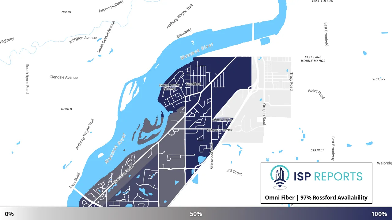Rossford, OH map of internet availability
