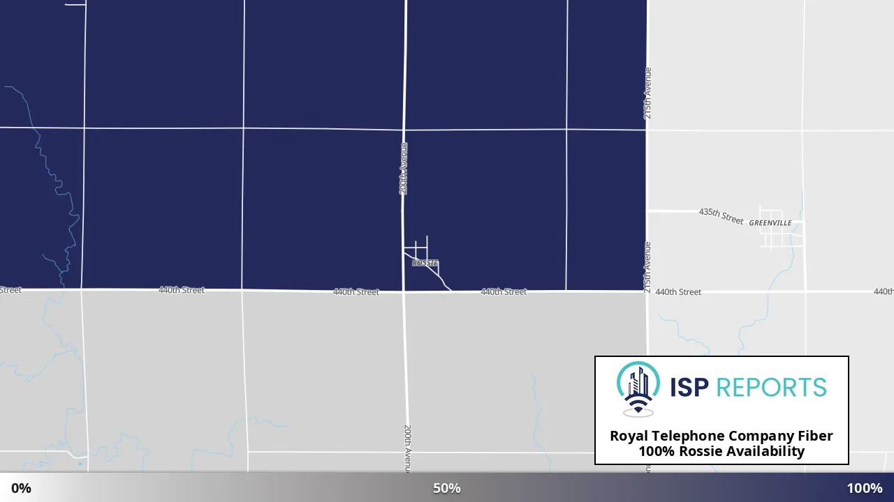 Rossie, IA map of internet availability