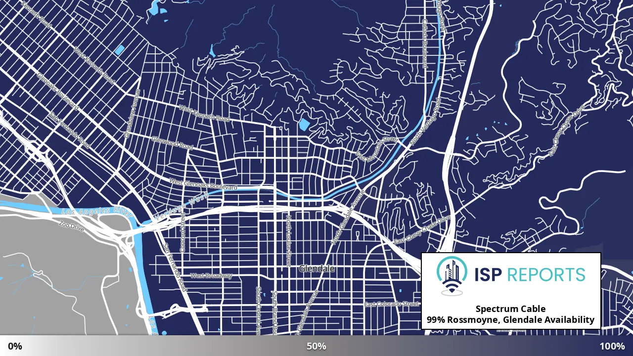Rossmoyne, Glendale, CA map of internet availability