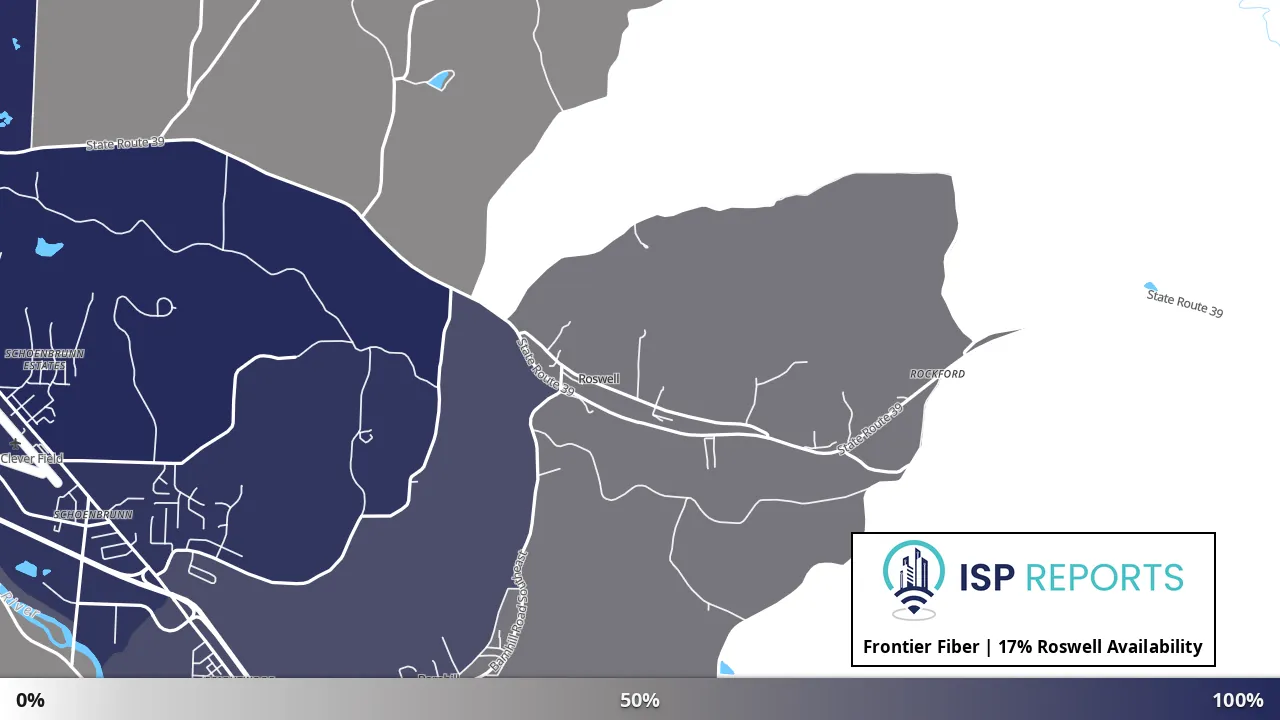 Roswell, OH map of internet availability
