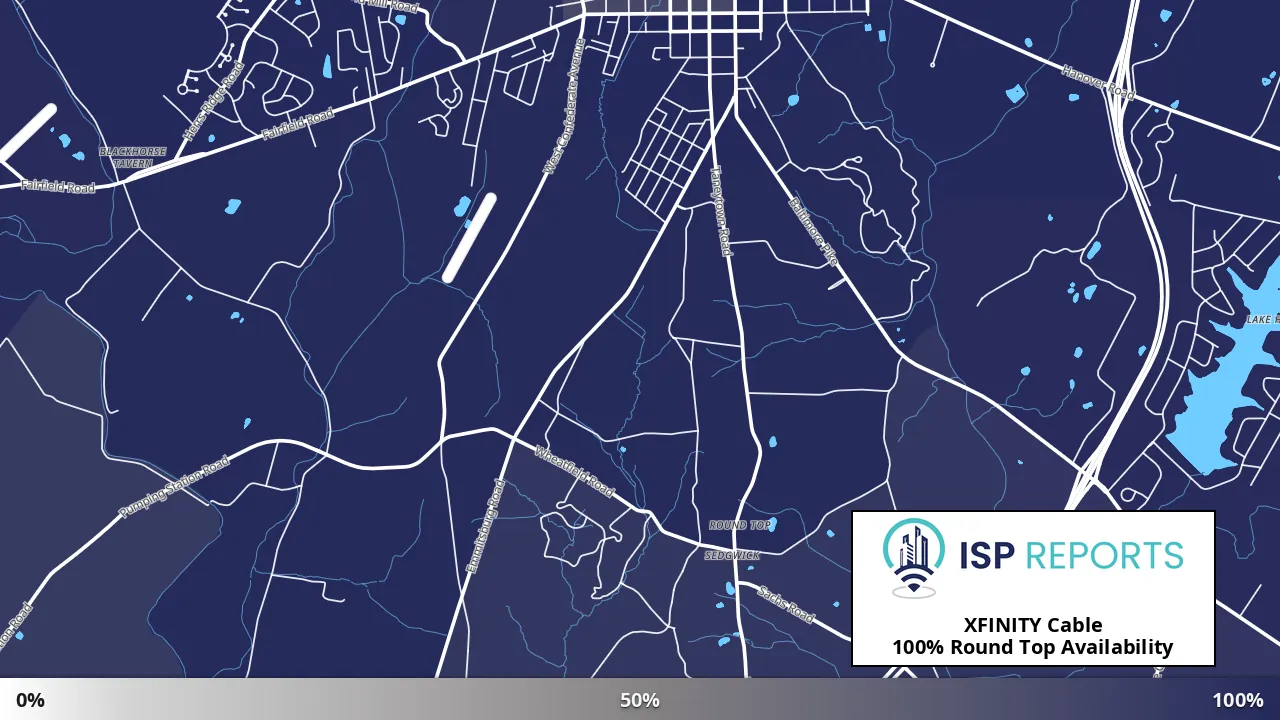Round Top, PA map of internet availability