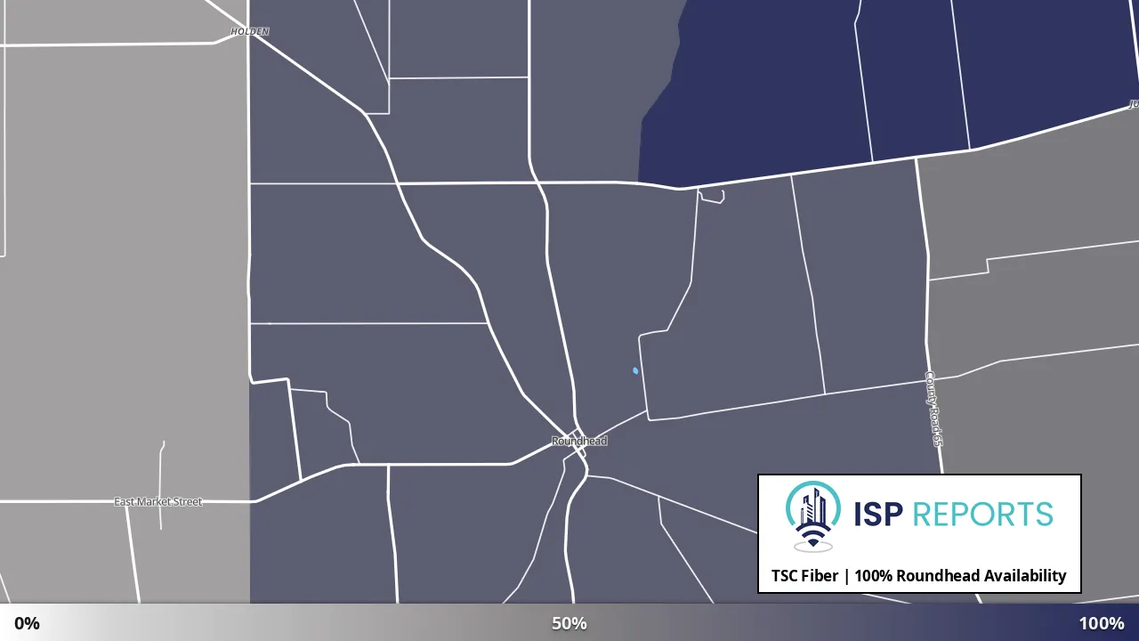 Roundhead, OH map of internet availability