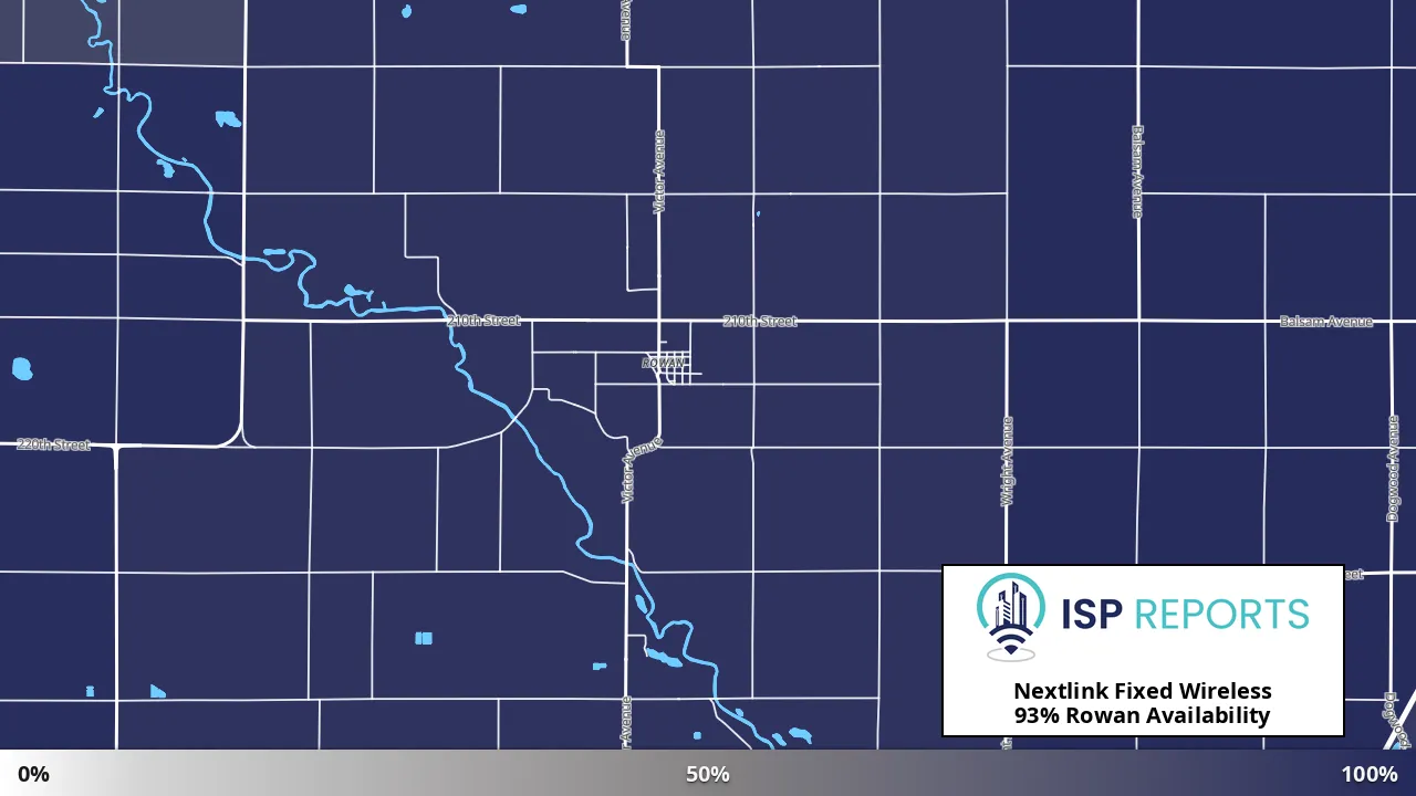 Rowan, IA map of internet availability