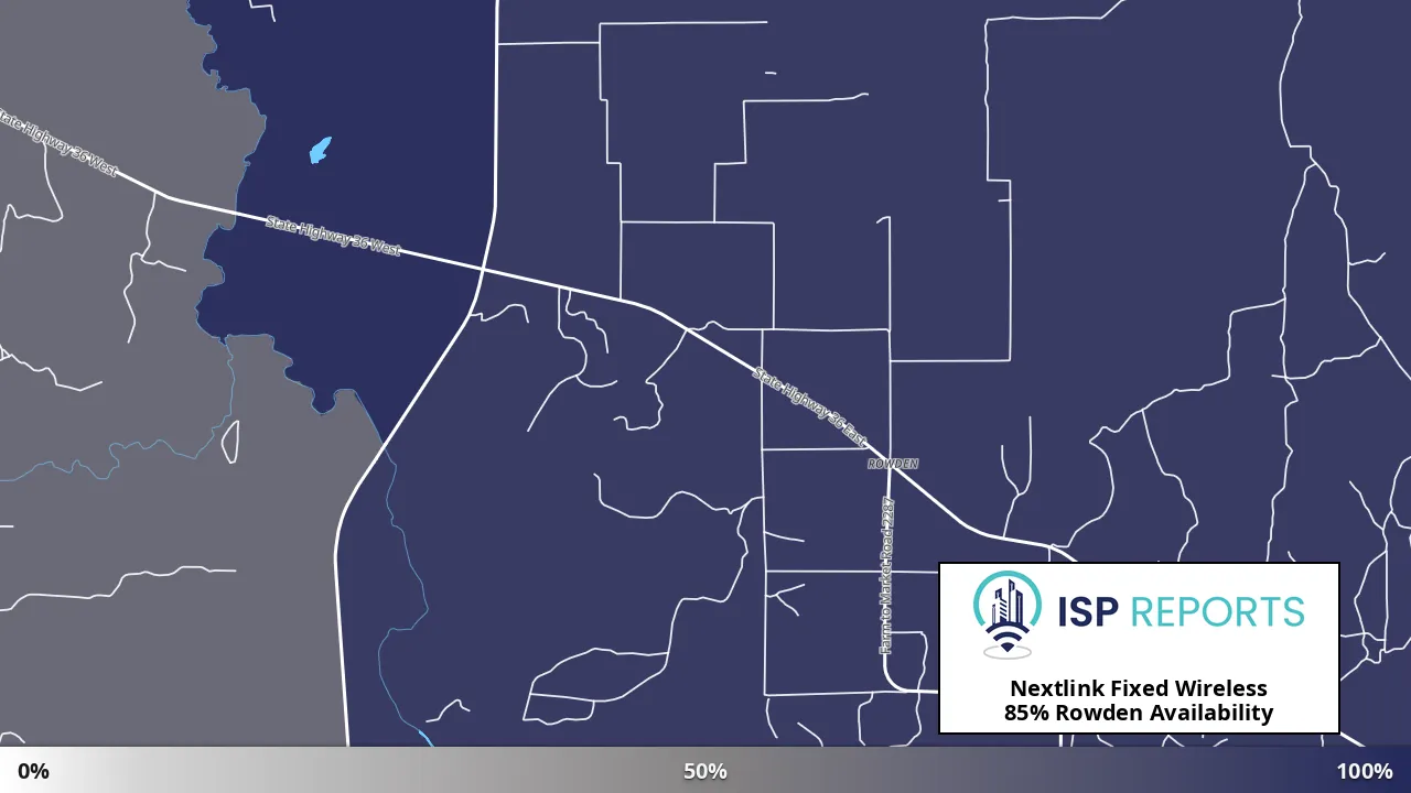 Rowden, TX map of internet availability