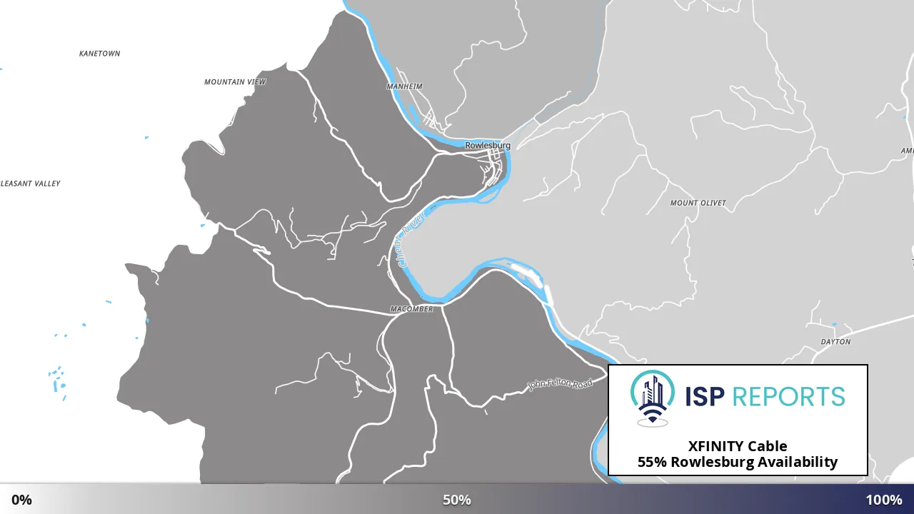 Rowlesburg, WV map of internet availability