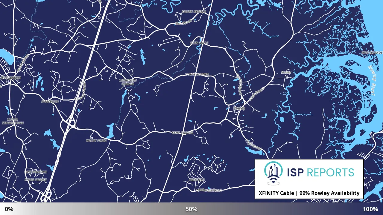 Rowley, MA map of internet availability