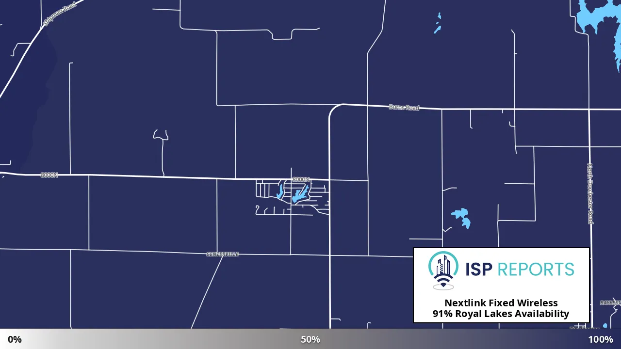 Royal Lakes, IL map of internet availability
