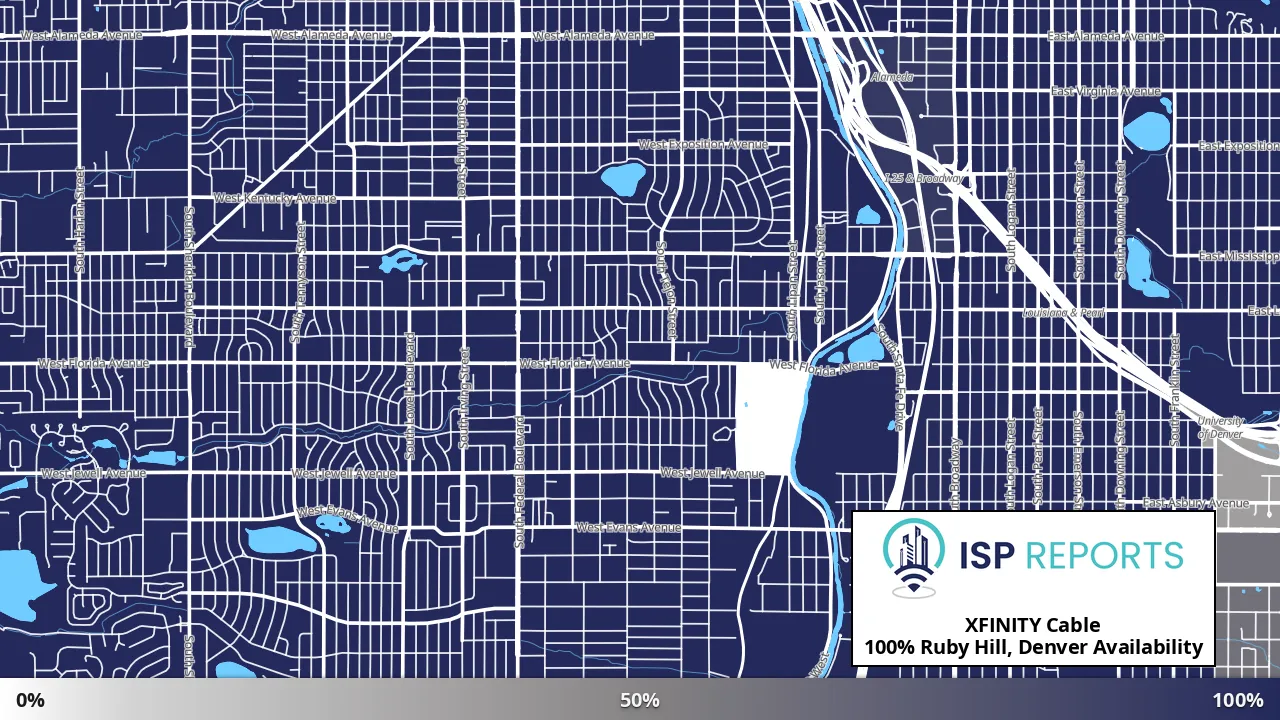 Ruby Hill, Denver, CO map of internet availability