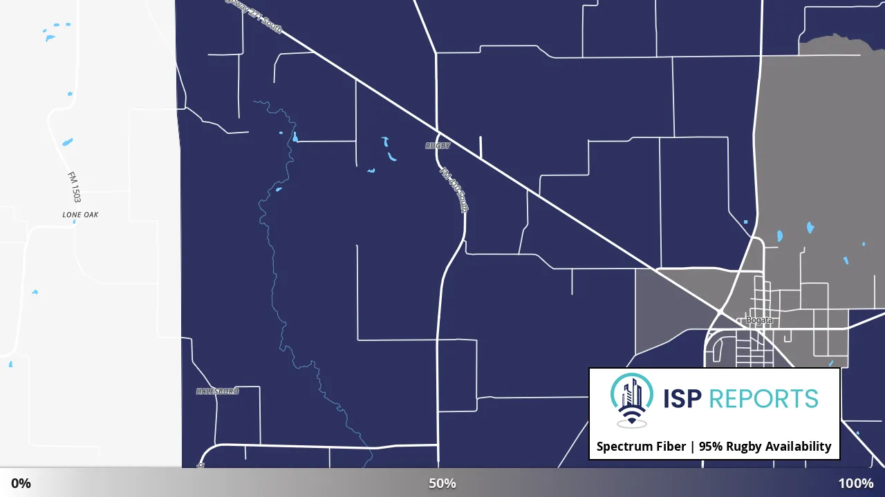 Rugby, TX map of internet availability