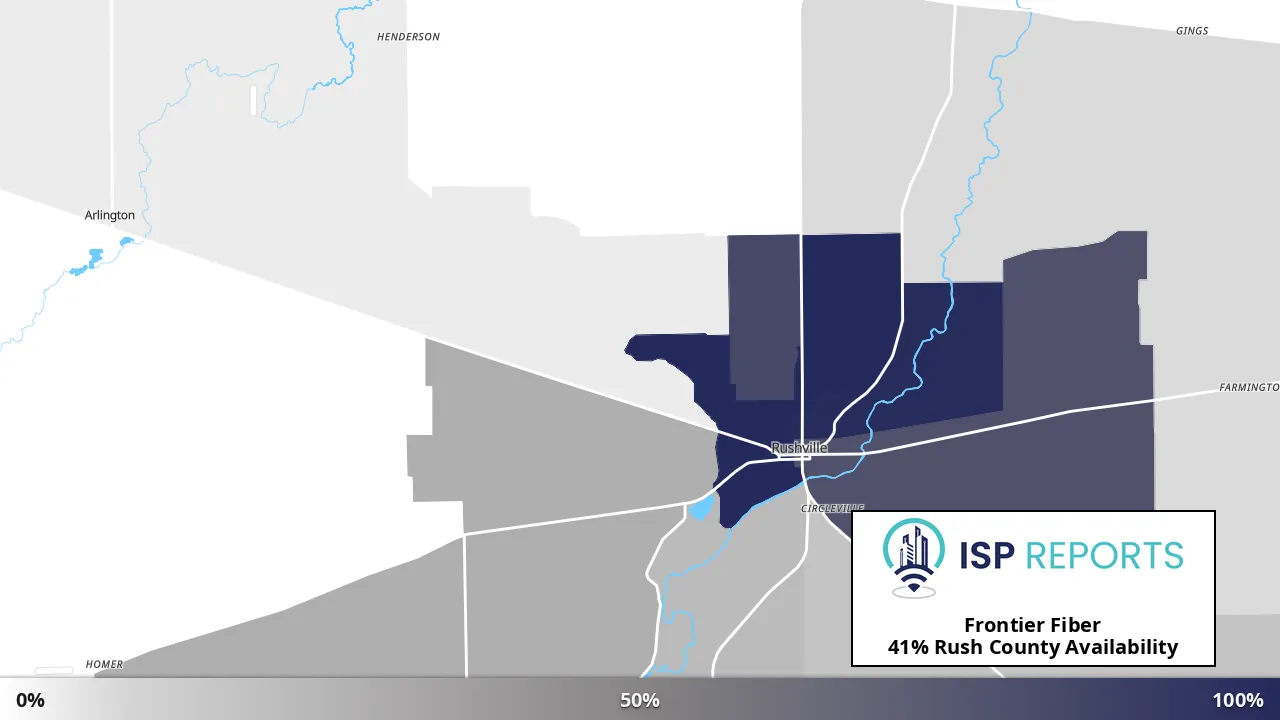 Rush County, IN map of internet availability