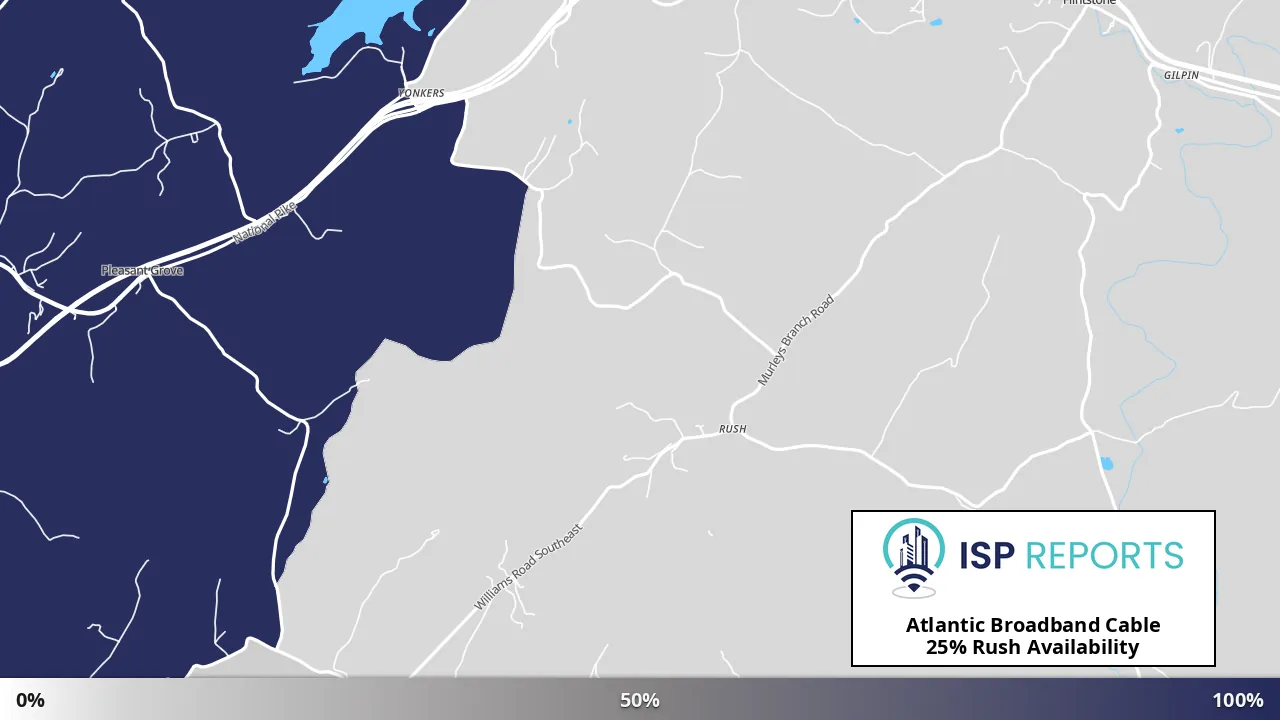 Rush, MD map of internet availability