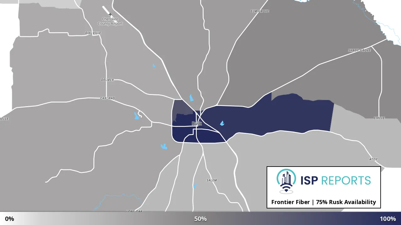 Rusk, TX map of internet availability
