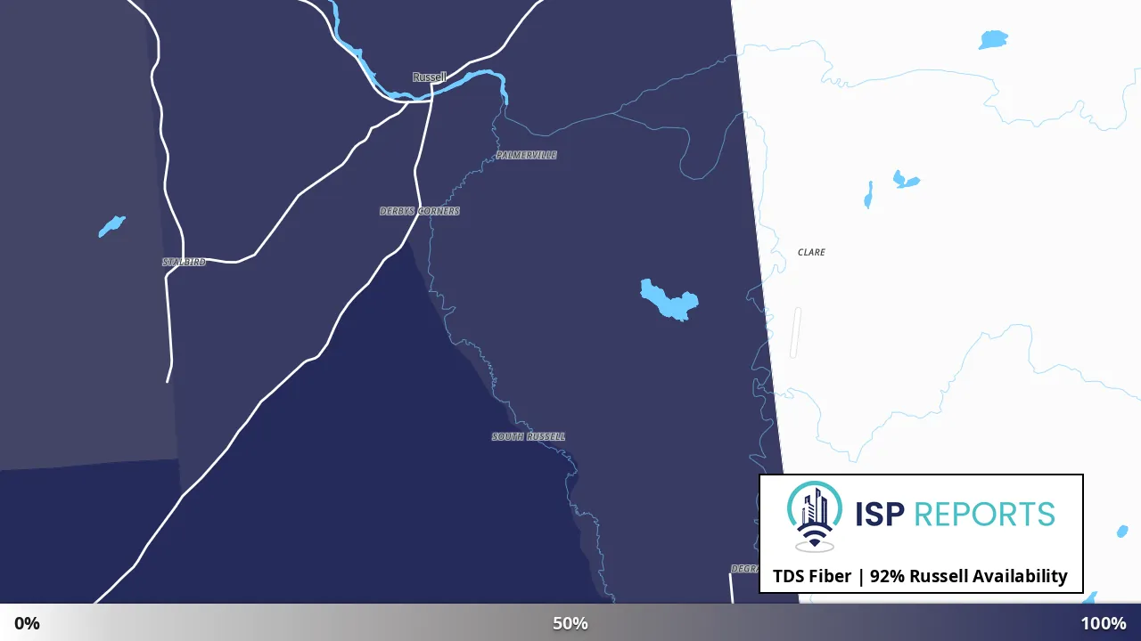 Russell, NY map of internet availability