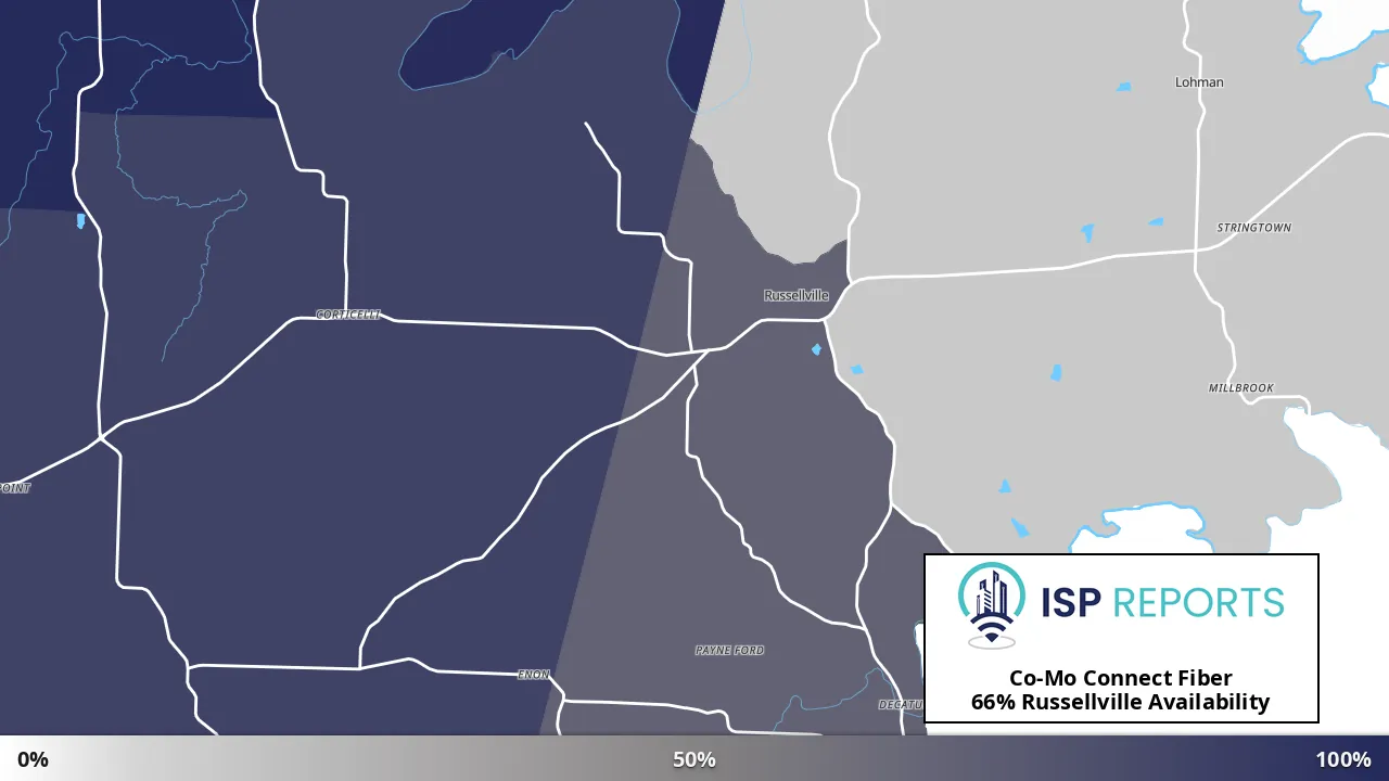 Russellville, MO map of internet availability