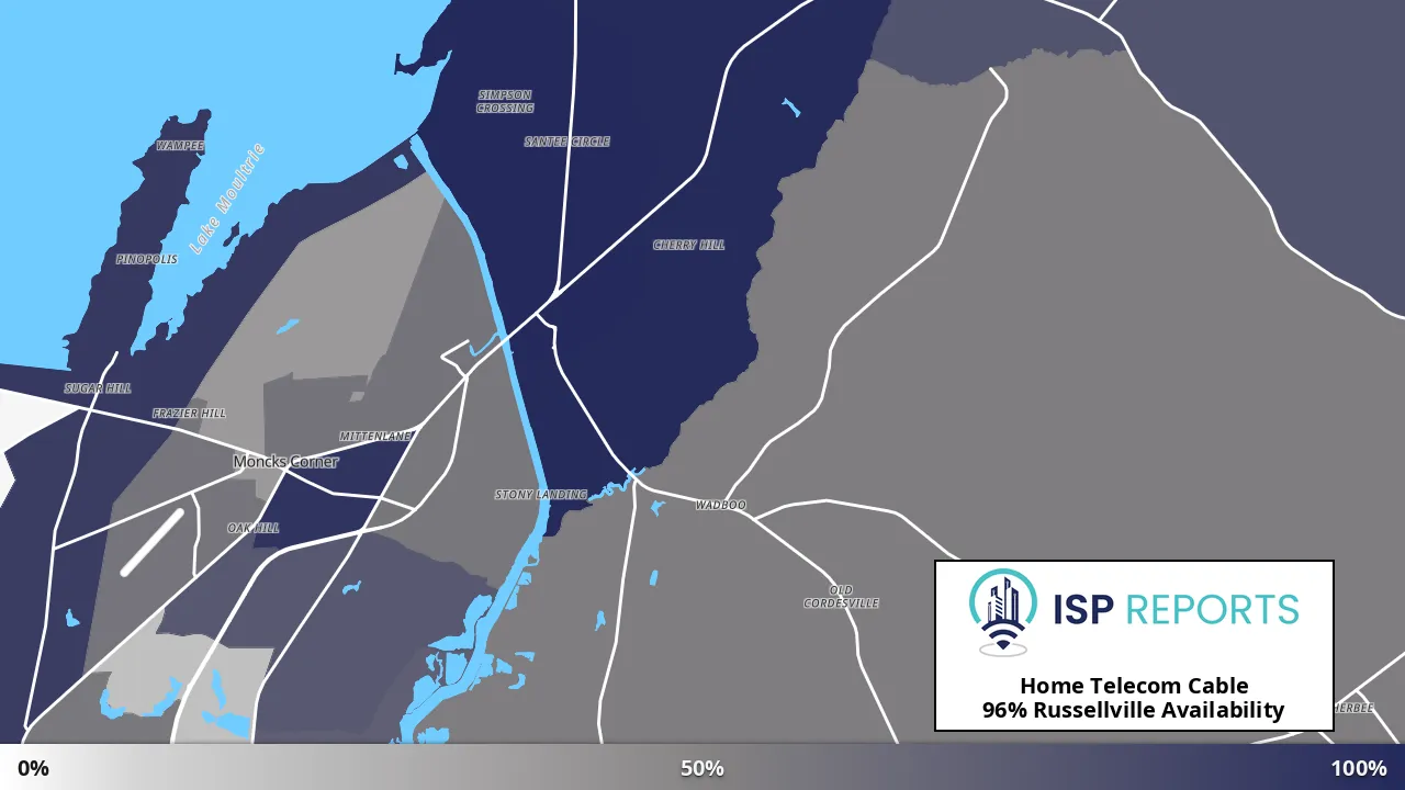 Russellville, SC map of internet availability