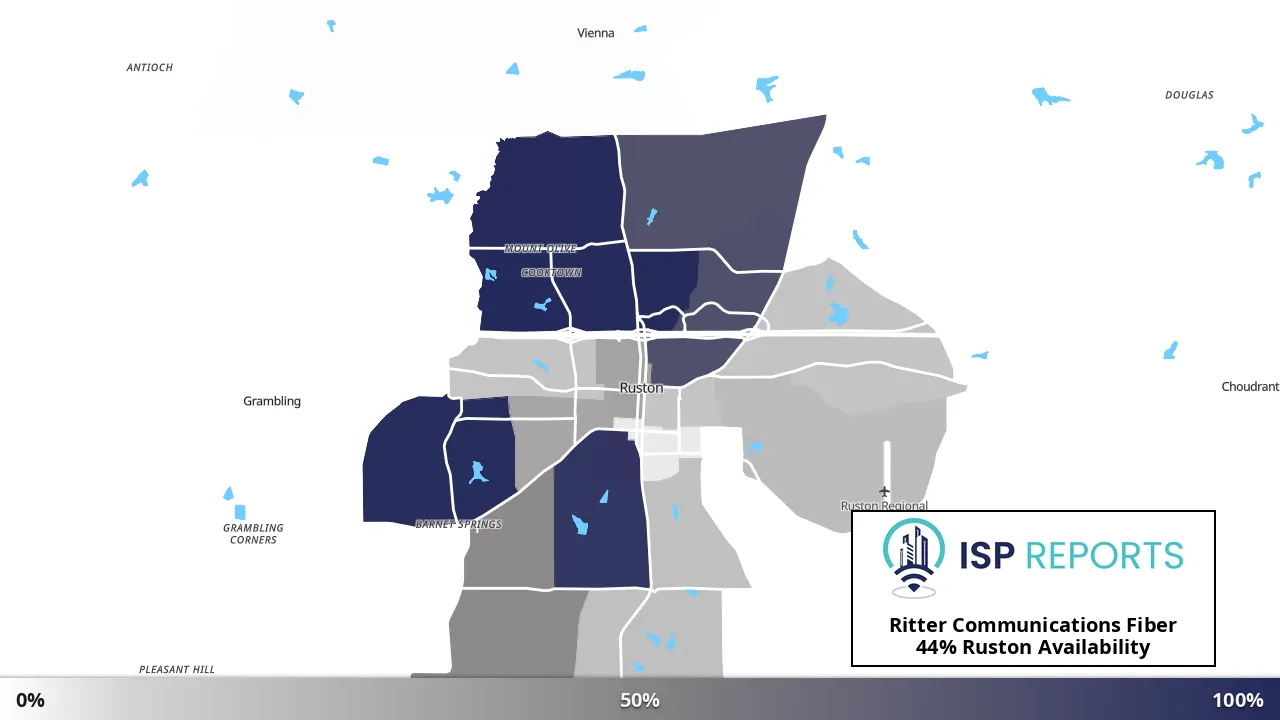 Ruston, LA map of internet availability