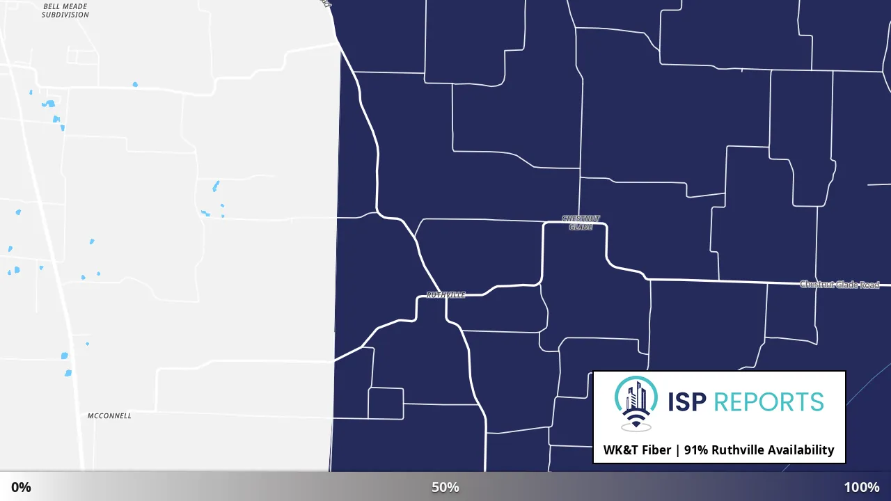 Ruthville, TN map of internet availability