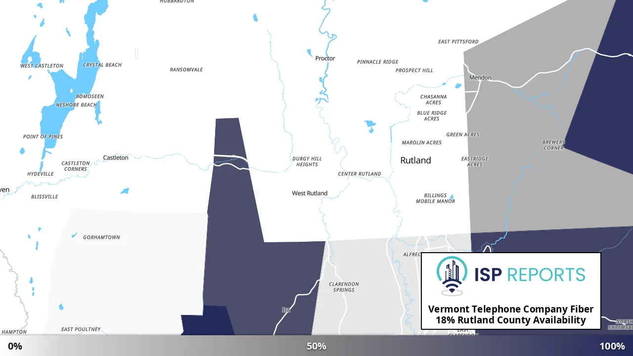 Rutland County, VT map of internet availability
