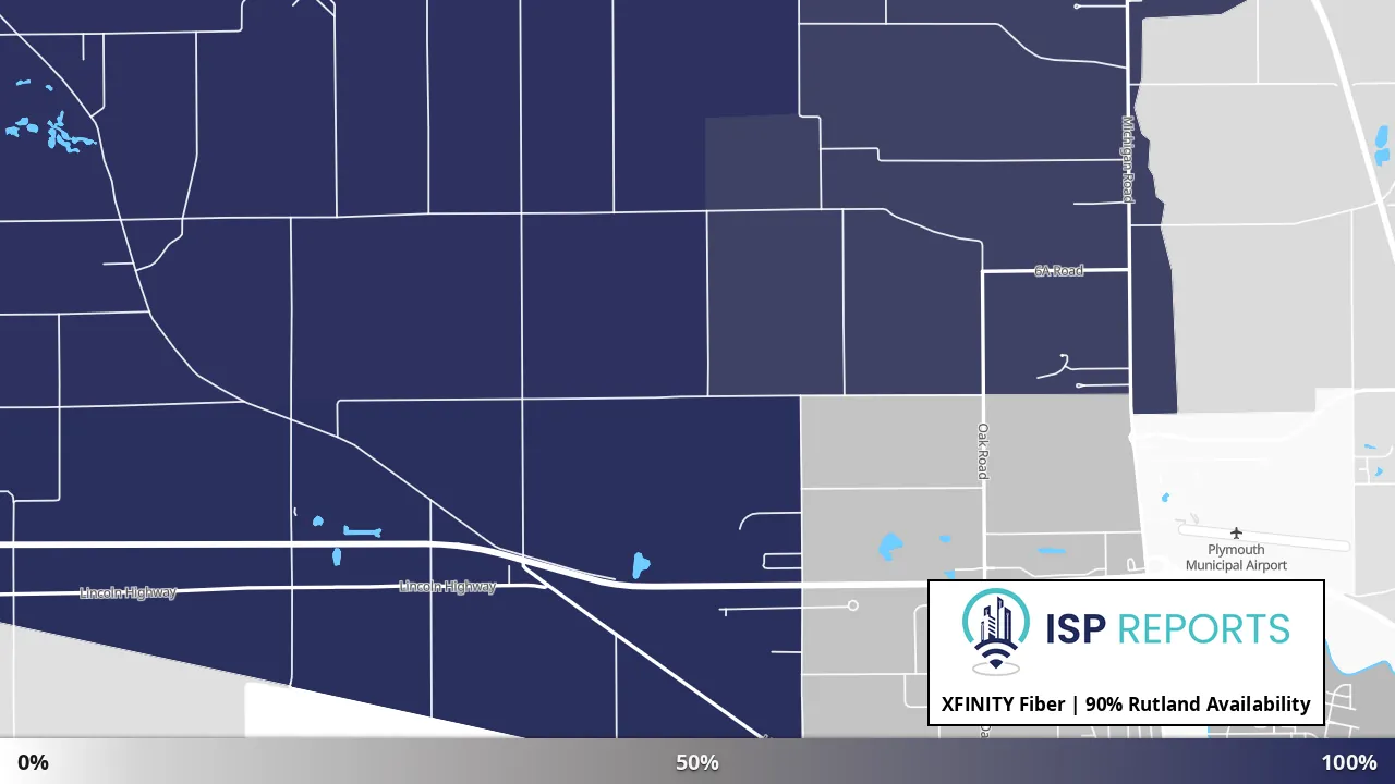 Rutland, IN map of internet availability