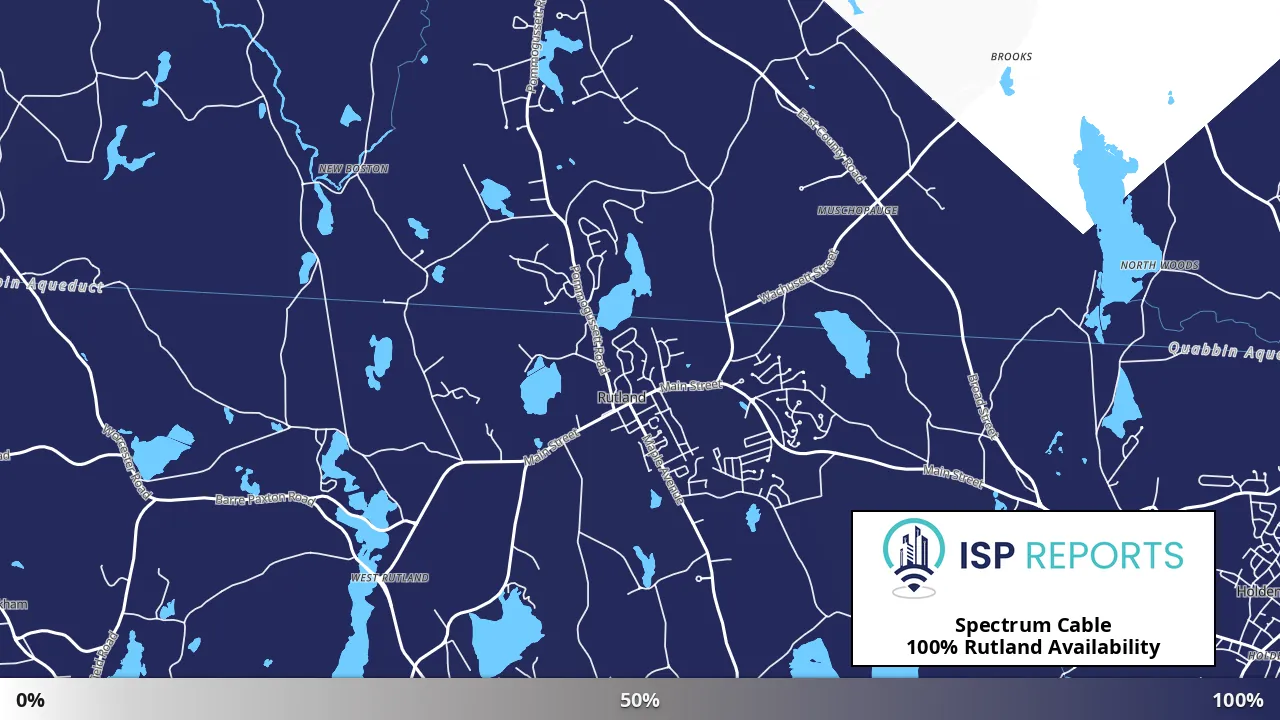 Rutland, MA map of internet availability