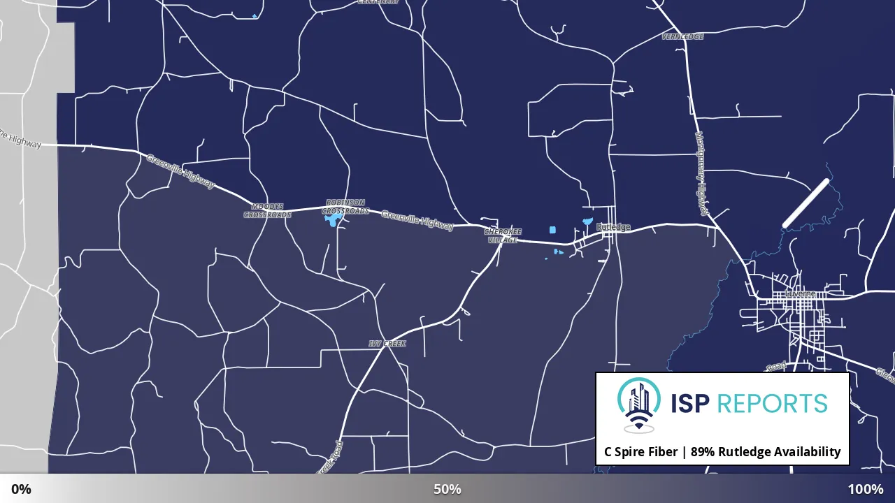 Rutledge, AL map of internet availability