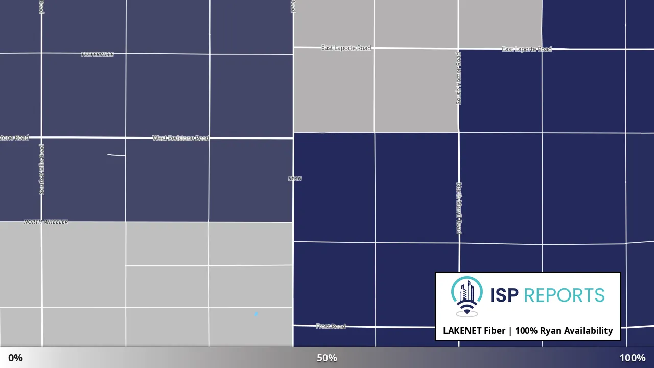 Ryan, MI map of internet availability