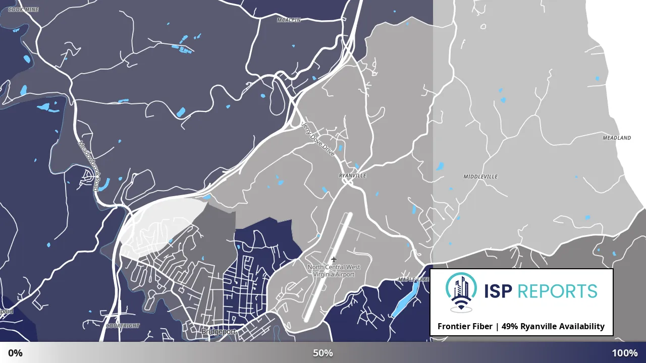 Ryanville, WV map of internet availability