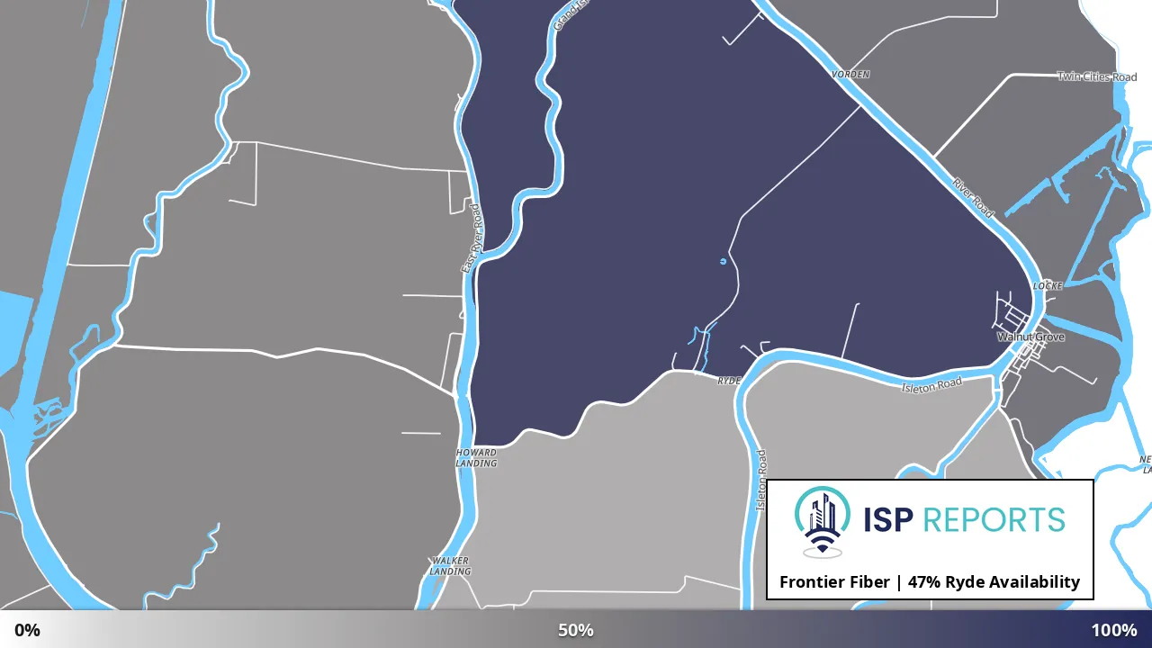 Ryde, CA map of internet availability