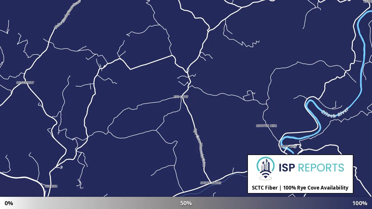 Rye Cove, VA map of internet availability