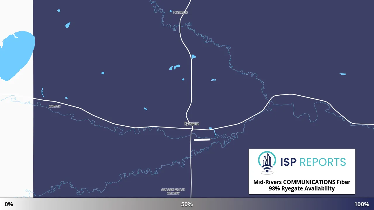 Ryegate, MT map of internet availability