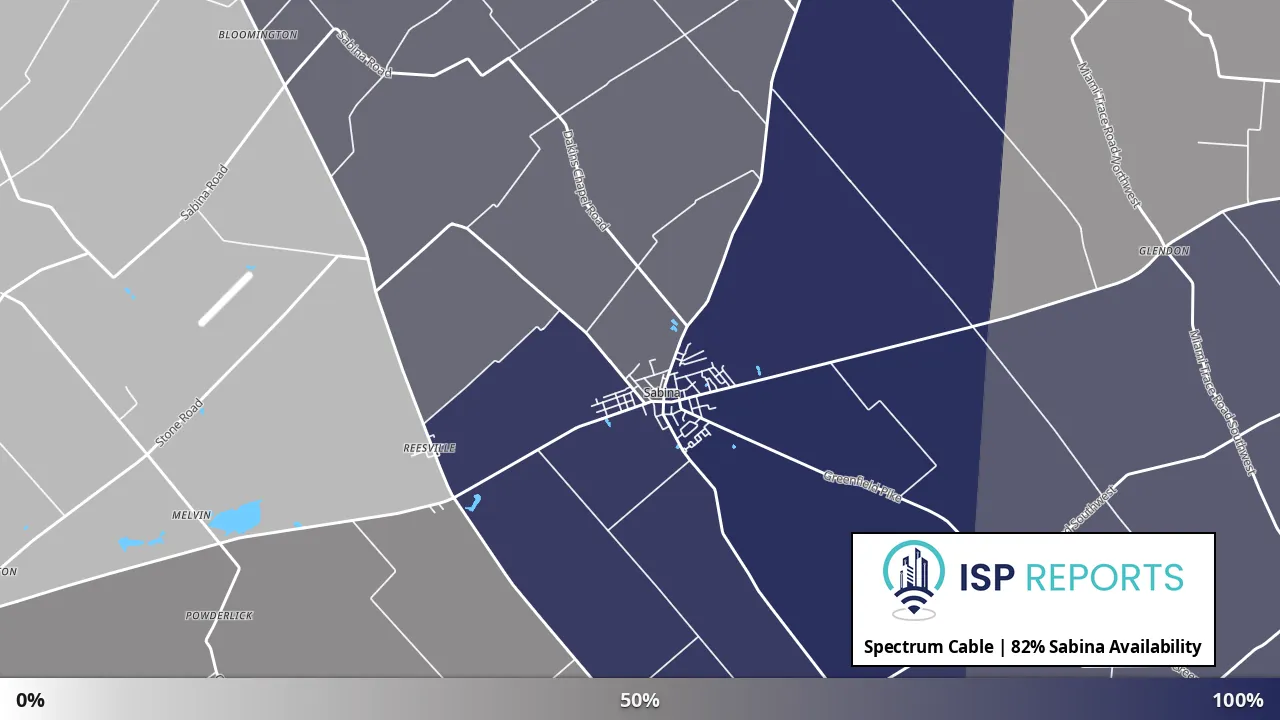 Sabina, OH map of internet availability