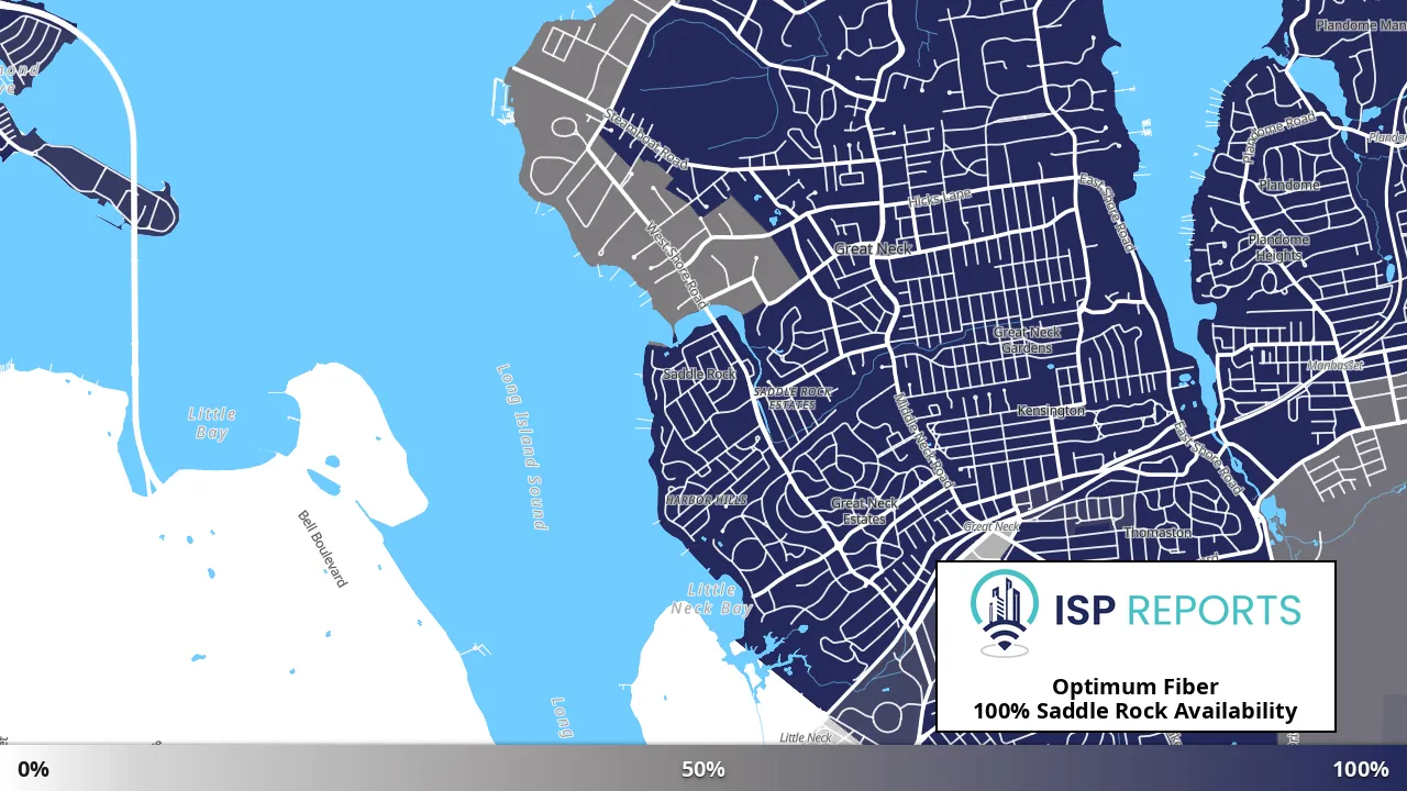 Saddle Rock, NY map of internet availability