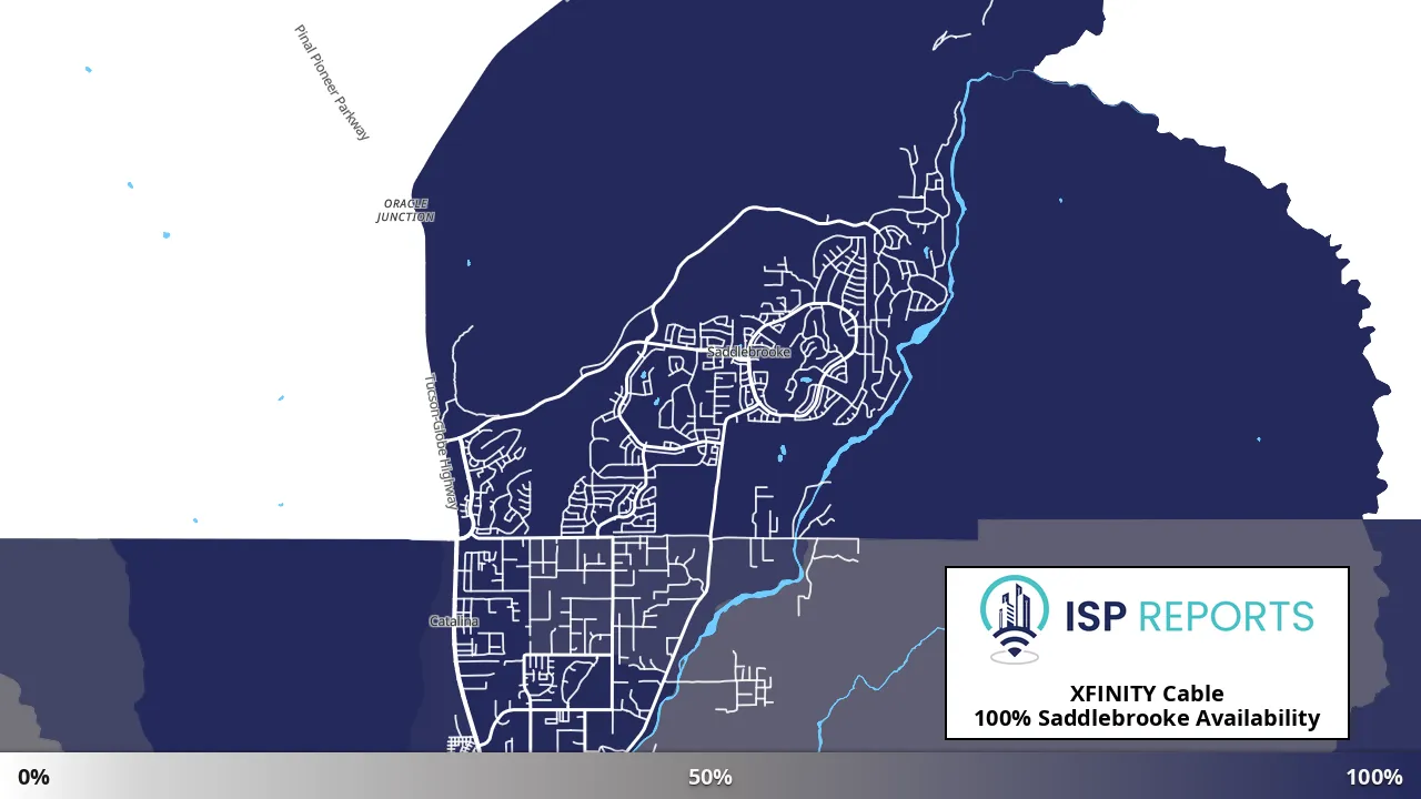 Saddlebrooke, AZ map of internet availability