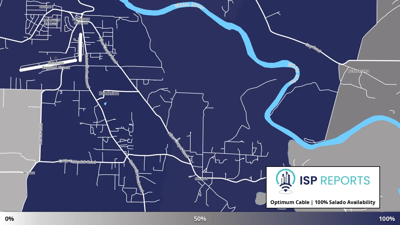 Salado, AR map of internet availability